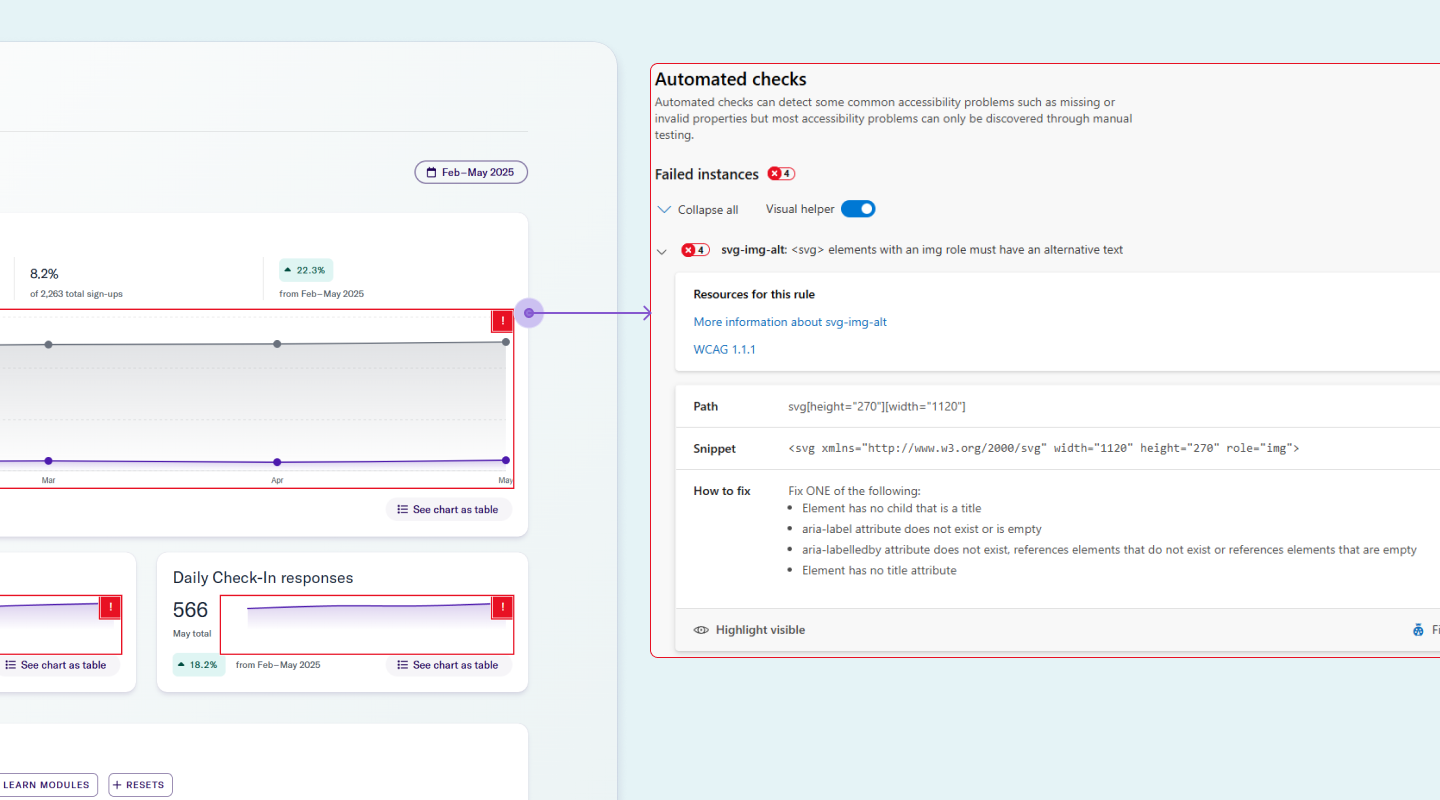 Accessibility Insights automated checks on a root page